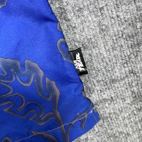 No Fear Mens XL Short Sleeve Button Up Shirt Blue Tan Tropical Ombre Fade Y2K - Picture 5 of 8